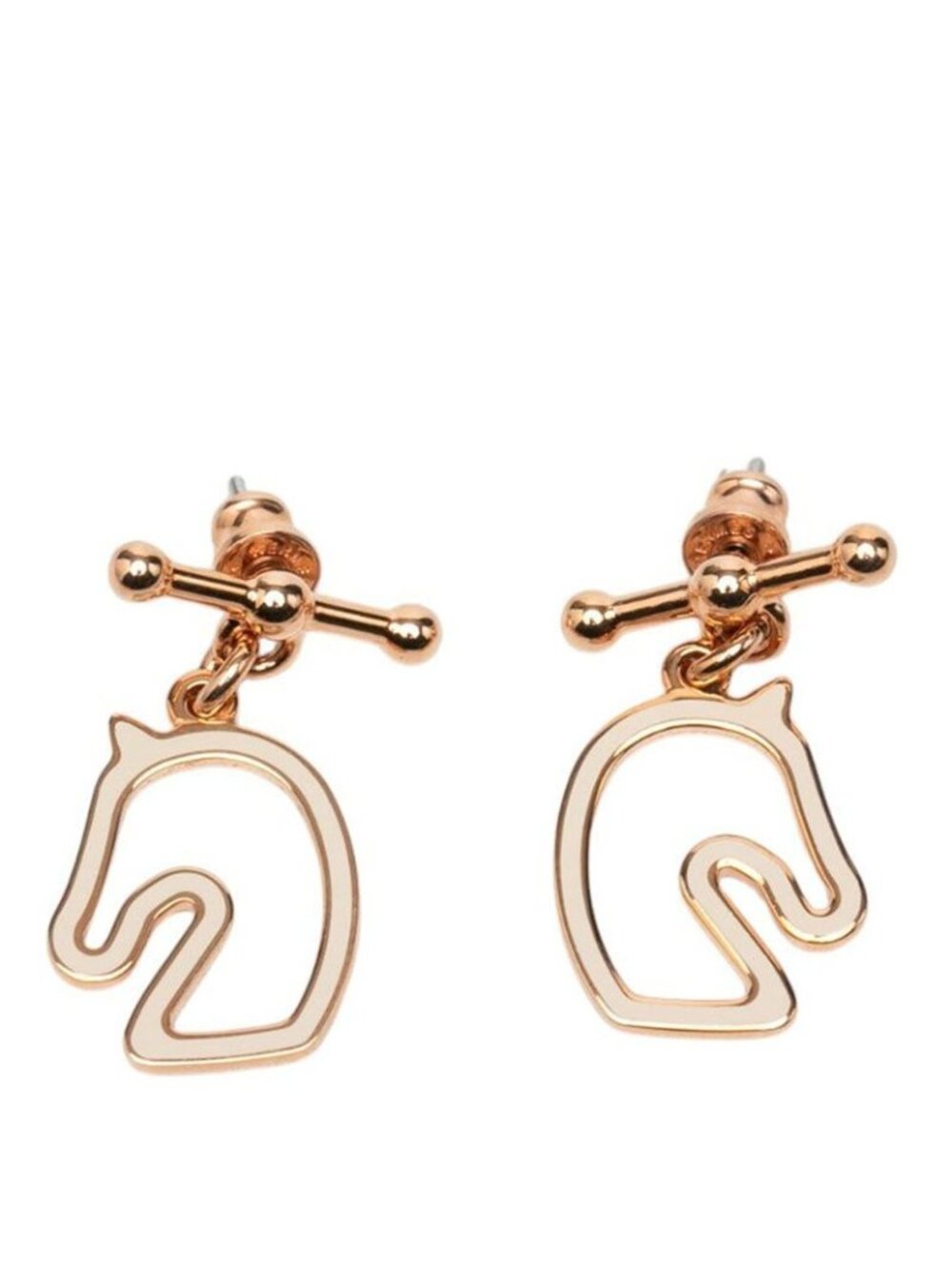 Hermes Tonnerre Stud Swing Earrings Pink Gold Plated